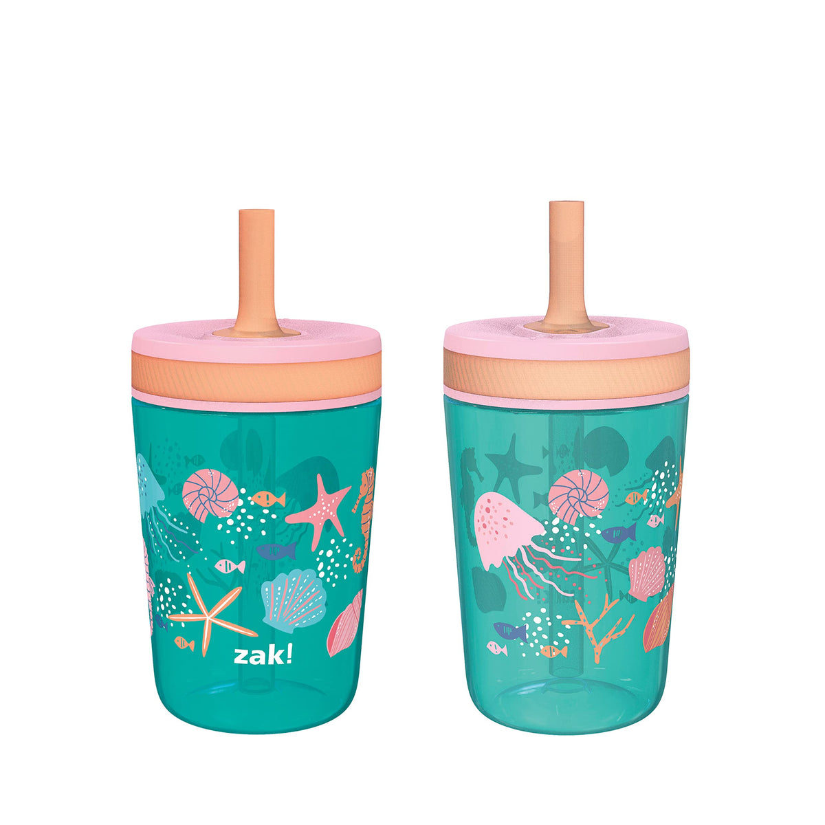 Zak Designs Gabby's Dollhouse Kelso Toddler Cups For Travel or At Home, 15oz 2-Pack Durable Plastic Sippy Cups With Leak-Proof Design is Perfect For Kids Cakey Cat, Mercat