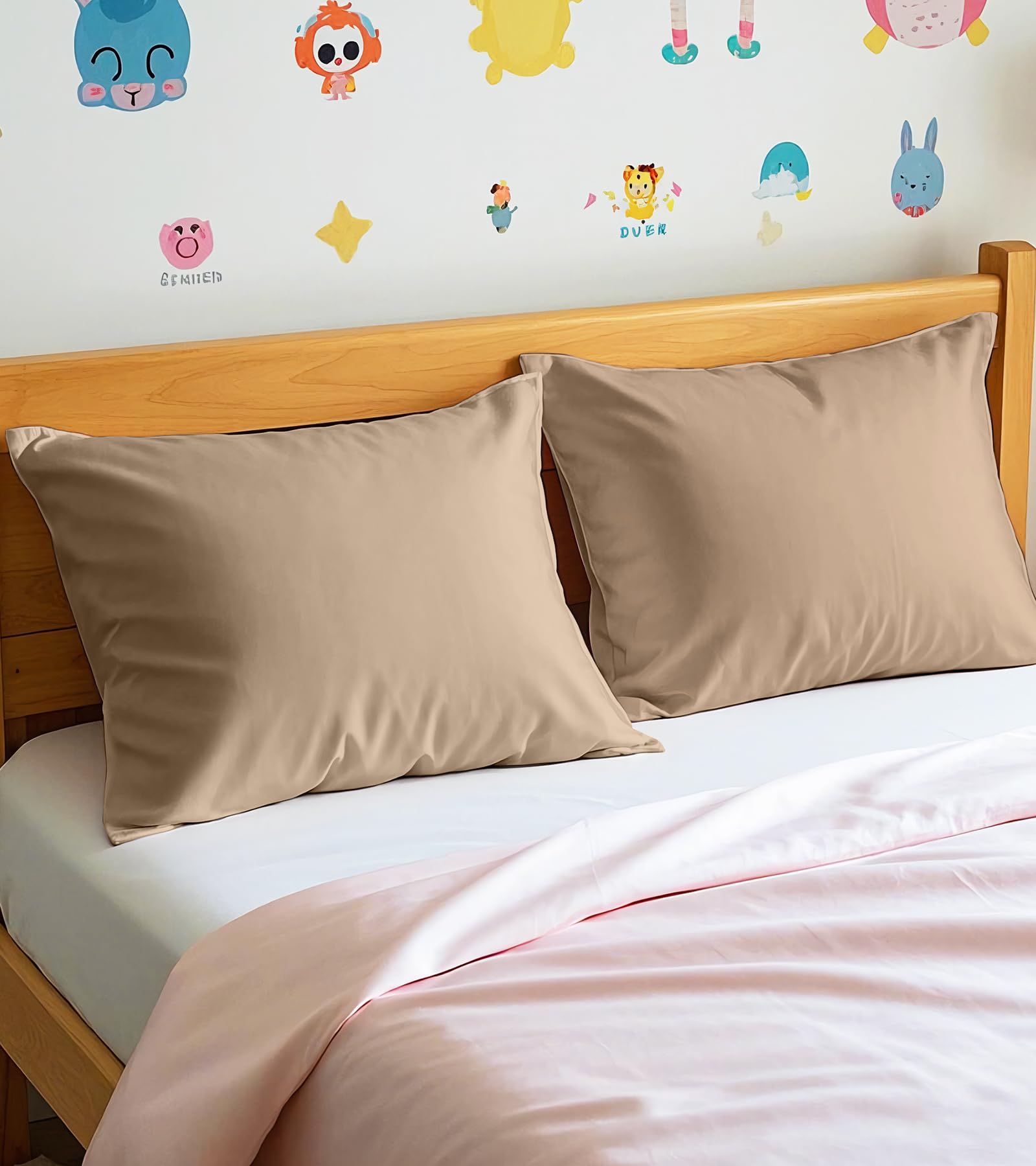 Deep Dream Toddler Pillowcases for 13x18 Pillow 2 Pack, 100% Cotton Travel Pillow Case Cover, 600 Thread Count Cotton 13x18 Pillow Covers, Soft & Breathable Pillow Cases with Envelope Closure, Khaki