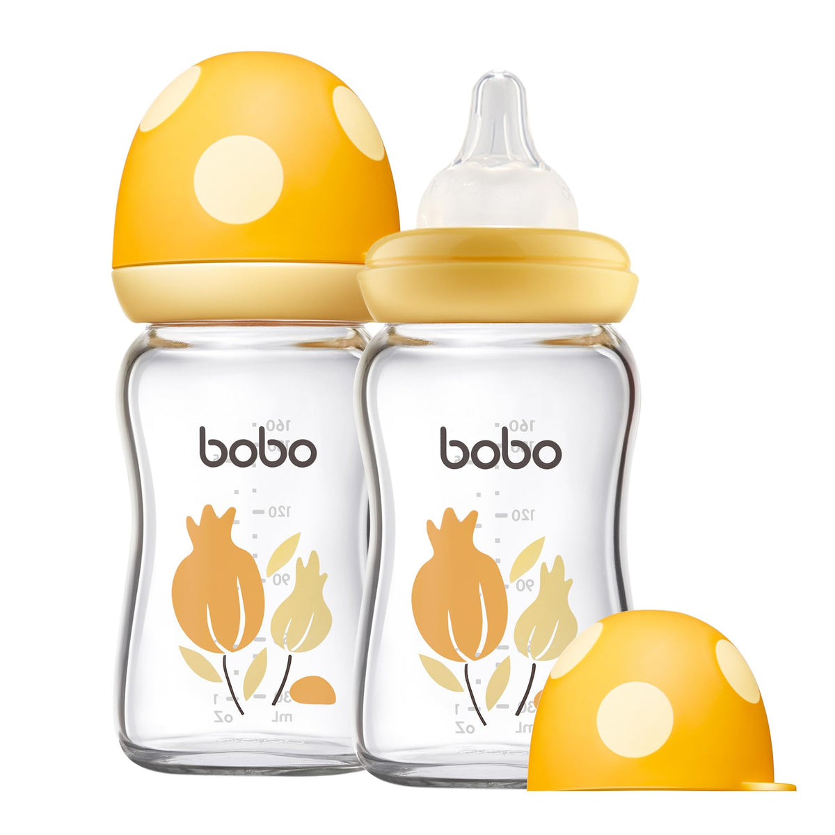 YOHKOH Natural Glass Baby Bottles, 8.8oz Red-A 4‑Pack