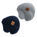 POXIMI Baby Boy Winter Hat Toddler Warm Beanie Girl Knit Hats with Earflap Kid Cute Earmuffs (Navy+Grey, 3-8Years)