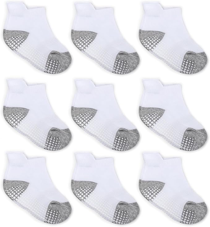 ZAPLES Baby Non Slip Grip Ankle Socks with Non Skid Soles for Infants Toddlers Kids Boys Girls