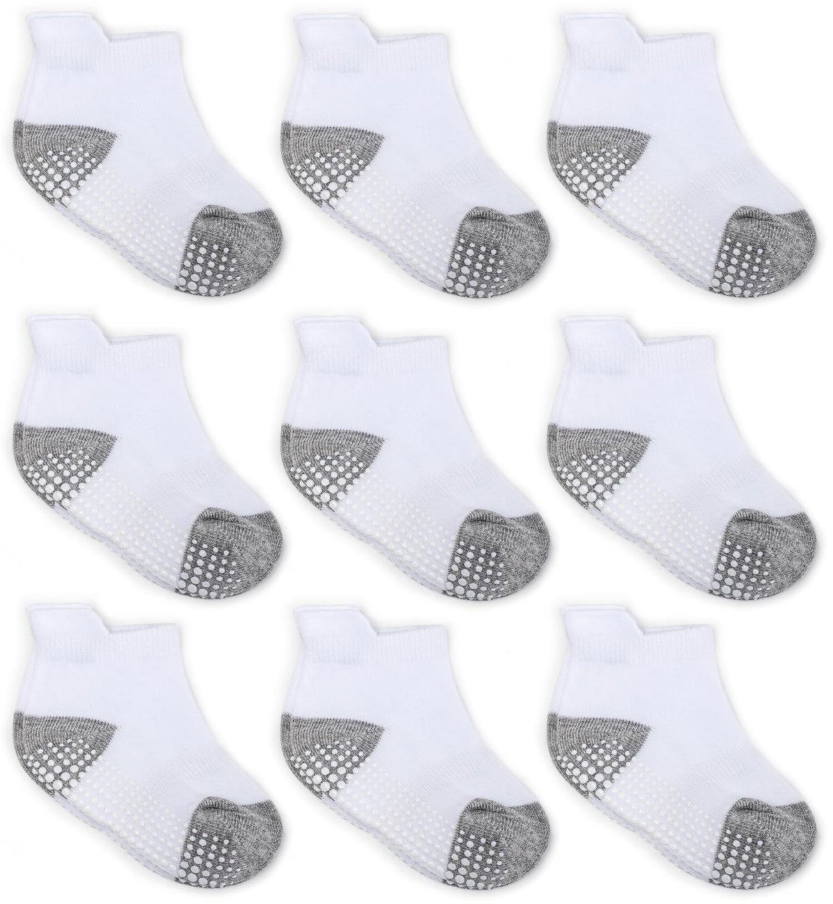 ZAPLES Baby Boys Non Slip Grip Ankle Socks with Non Skid Soles for Infants Toddlers Kids, 12 Pairs, Stripes Assort, 8-10 Years