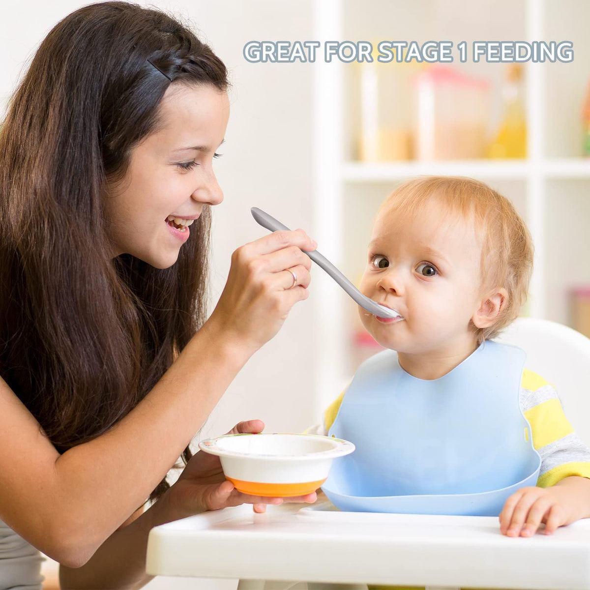 3-Piece Silicone Baby Feeding Spoons with Hygienic Travel Case, First Stage Infant Spoons, Soft-Tip Easy on Gums, Baby Training Spoon,Infant Utensils Feeding Supplies,Dishwasher & Boil-proof