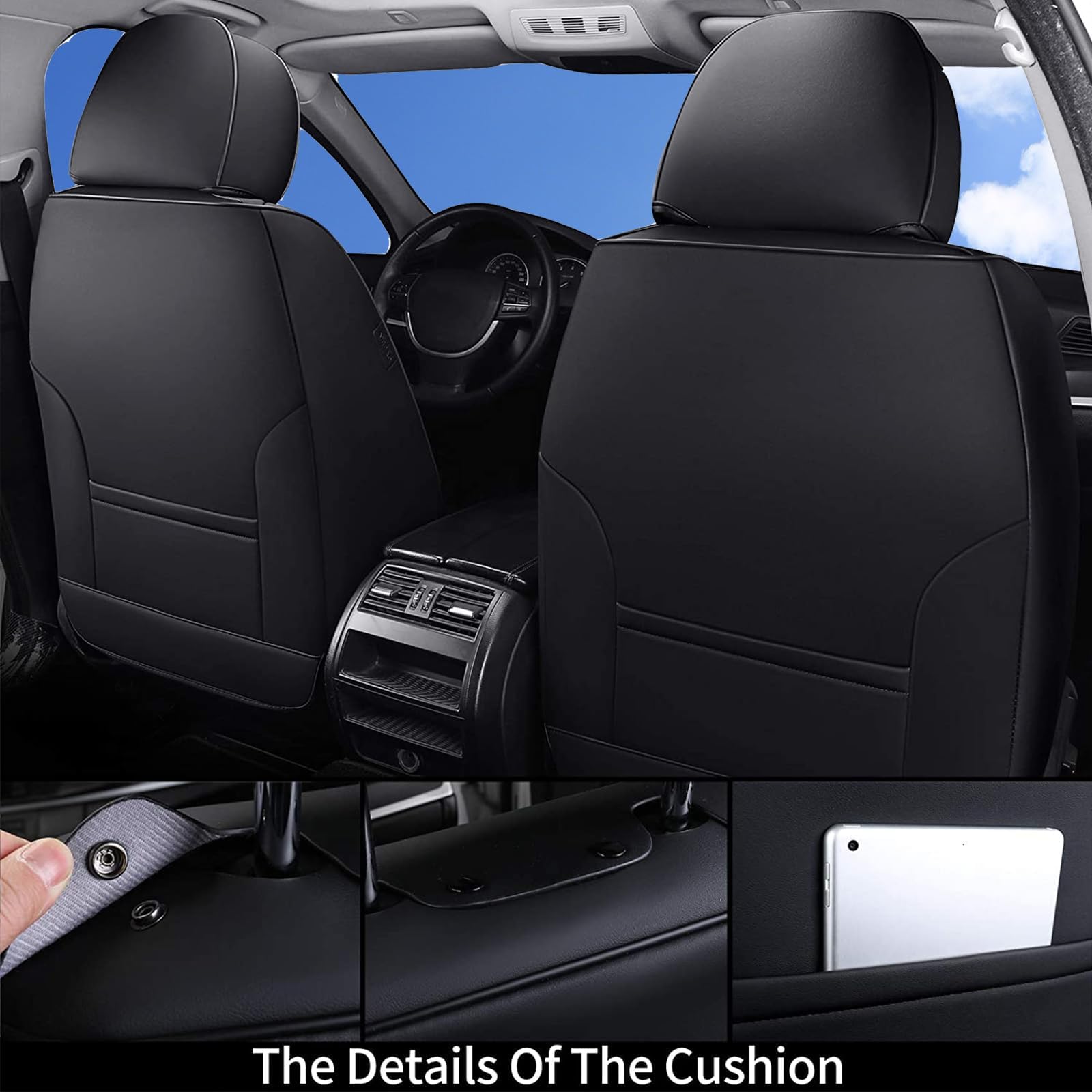 Coverado Car Seat Covers, Seat Covers for Cars, Waterproof Leather Auto Seat Protectors, Leather Car Seat Cushion, Car Interiors Accessories Universal Fit for Most Cars