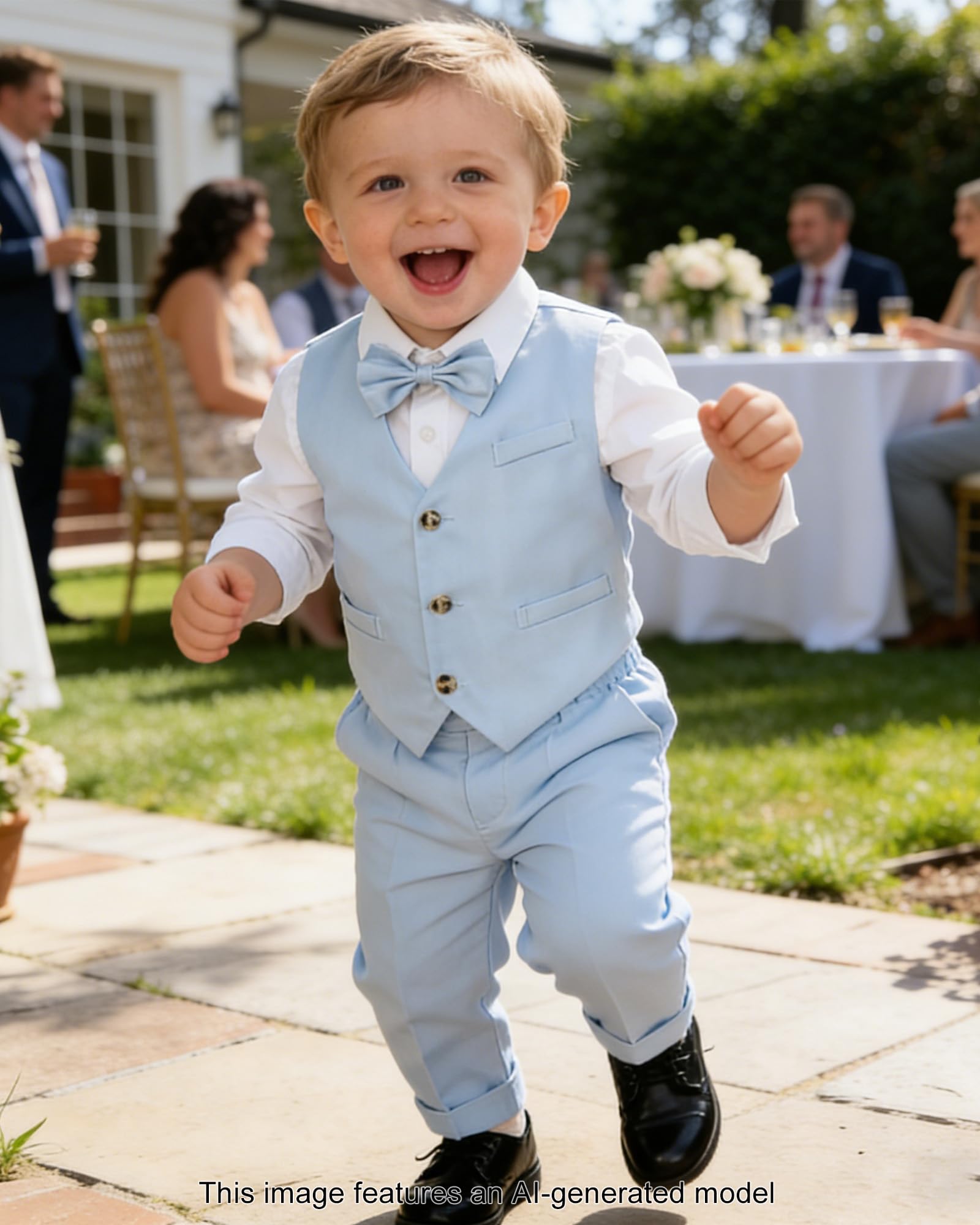 SANGTREE Boys Cotton Linen Formal Suit Linen Blue 2-3T=Tag 110