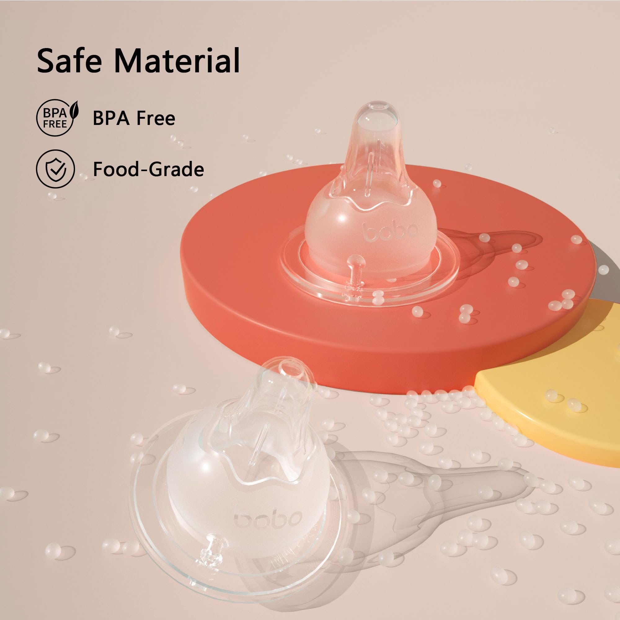 YOHKOH Natural PPSU Baby Bottle with Natural Response Nipple, Newborn Anti-Colic Baby Bottles with Handle, Wide Neck Mushroom Cap Baby Bottle (8.8oz (Pack of 2), Red)