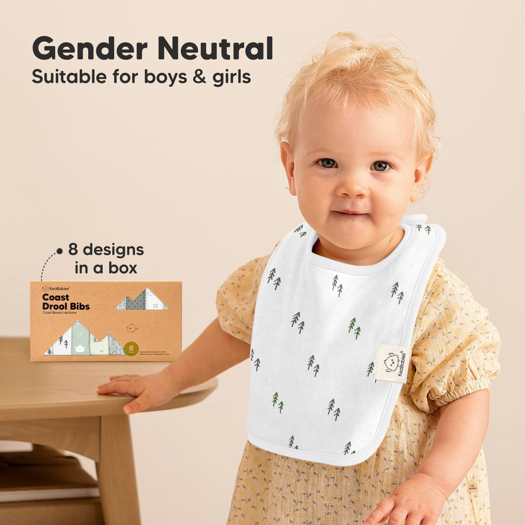 KeaBabies 8-Pack Organic Baby Bibs for Boys, Girls Drool Bibs (Nordic)