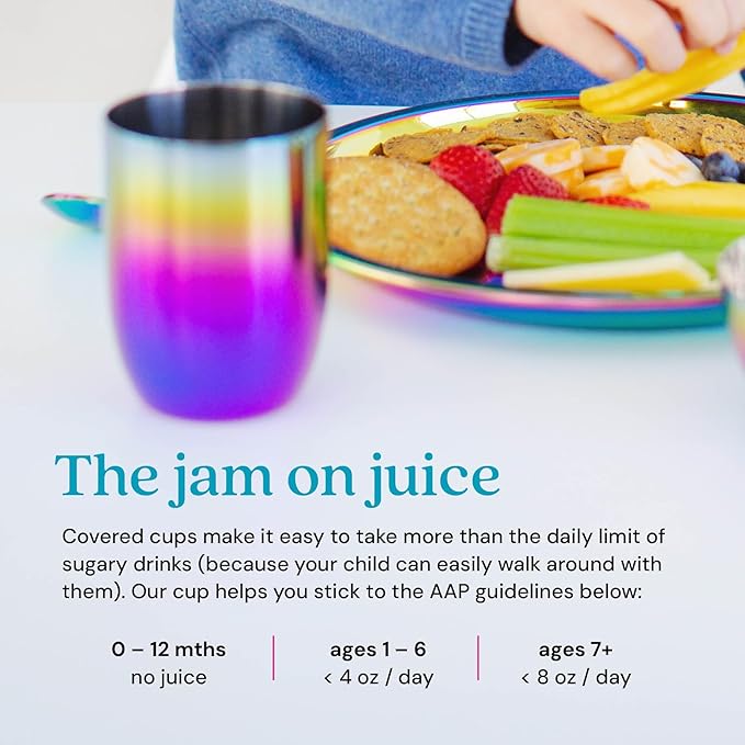 Ahimsa Stainless Steel Kids Cups - Pediatrician Designed Toddler Cup for Open Cup Training, 8oz, 100% BPA Free & Dishwasher Safe (Set of 4 Rainbow Cups)