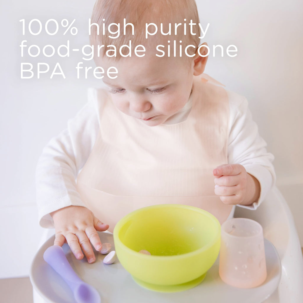 Olababy Fold N Go Silicone Baby Bib w/Travel Case, Waterproof (Lemon)