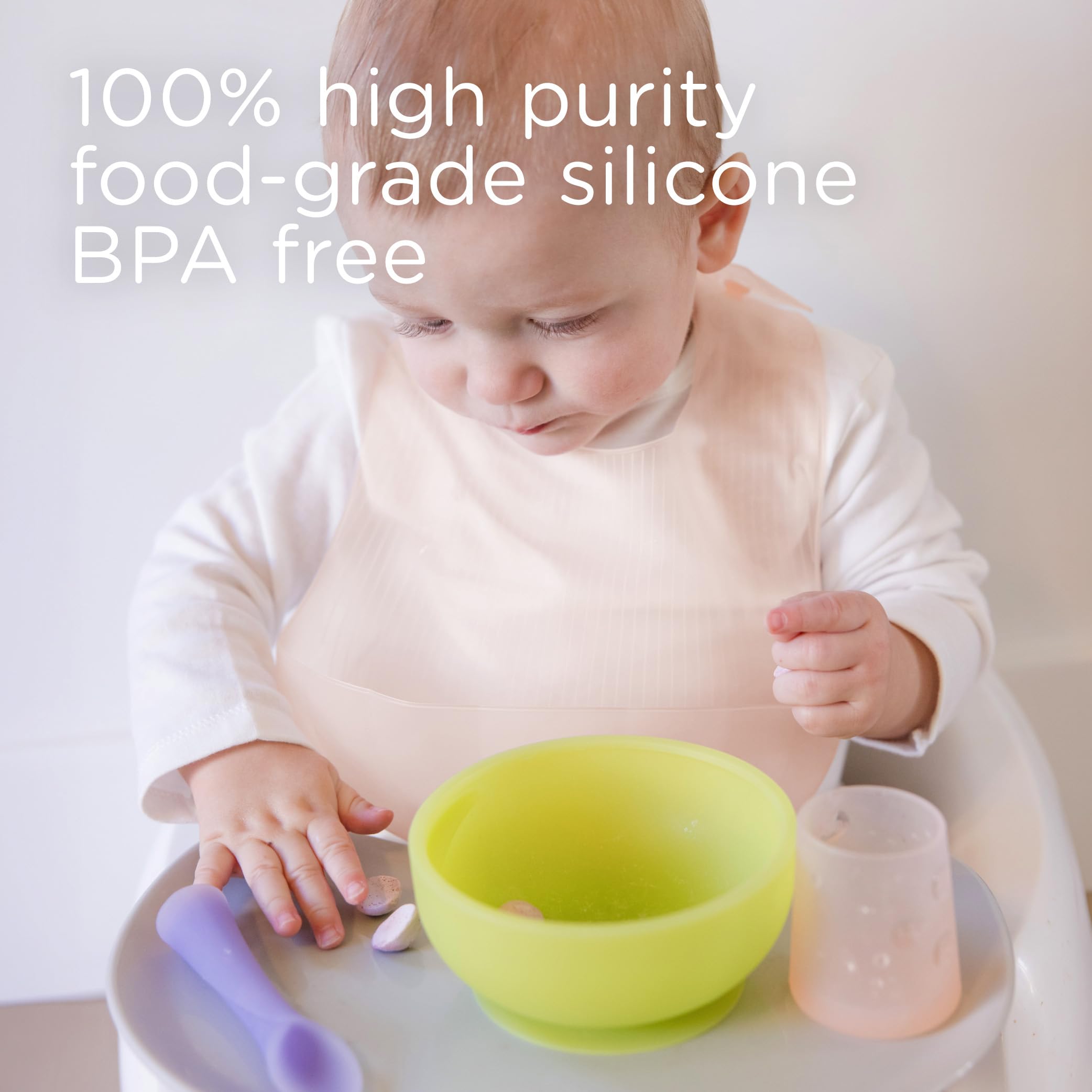 Olababy Fold N Go Silicone Baby Bib w/Travel Case, Waterproof (Lemon)