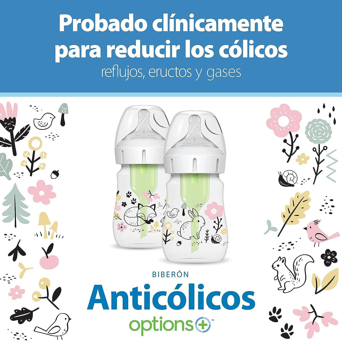 Dr. Brown's Anti-Colic Options+ Wide-Neck Baby Bottles, Forest, 2-Pack