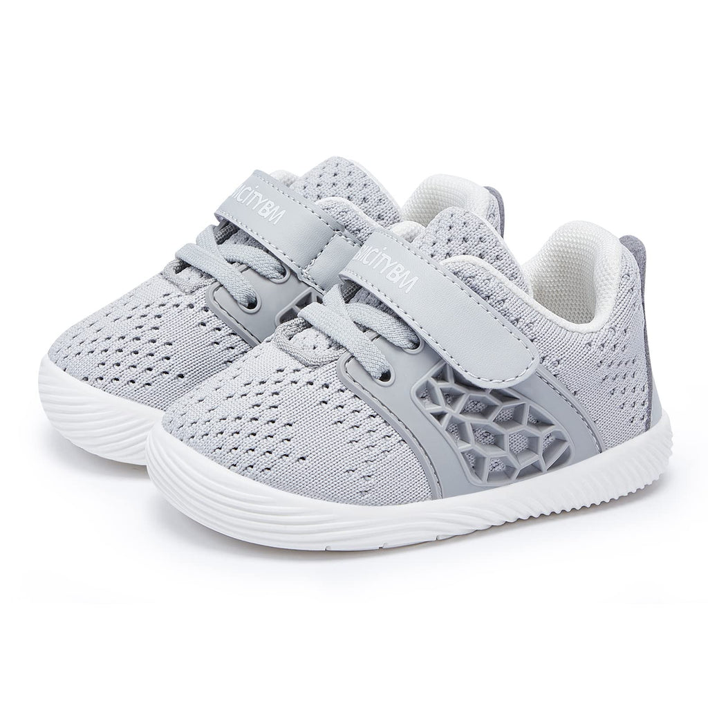 BMCiTYBM Baby Shoes Boys Girls Mesh Sneakers Infant Breathable Walking Shoes Lightweight Non-Slip First Walkers 6 9 12 18 24 Months Grey Size 18-24 Months Toddler