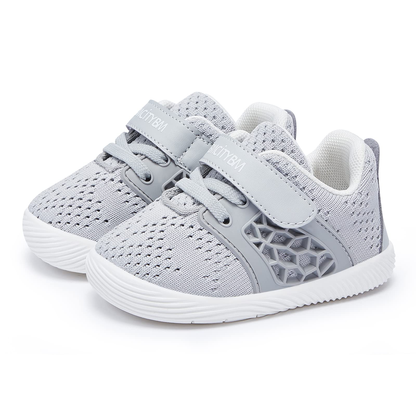 BMCiTYBM Baby Shoes Boys Girls Mesh Sneakers Infant Breathable Walking Shoes Lightweight Non-Slip First Walkers 6 9 12 18 24 Months Grey Size 18-24 Months Toddler