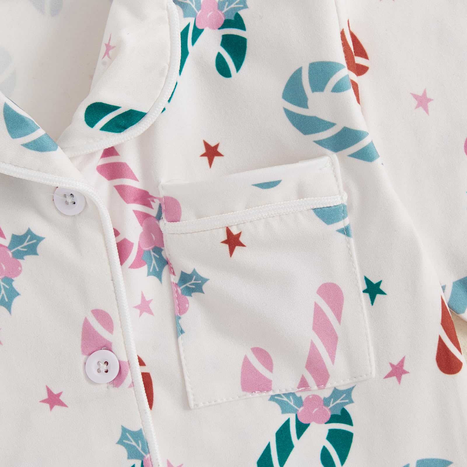 Balaflyie Baby Girl Button Down Pajamas Romper One-Piece Jumpsuit Long Sleeve Sleeper Infant Sleepwear (Candy Cane&White,6-12 Months)