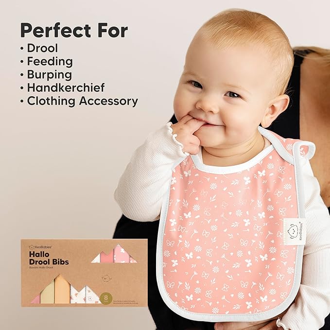 8-Pack Baby Bibs for Boys, Girls - Pullover Bibs for Drooling Teething Baby Girl & Boy Toddler, Newborn, Soft & Absorbent, Cute Colors, Large Torso Coverage Keep Infant Clean & Dry (Sweet Charm)