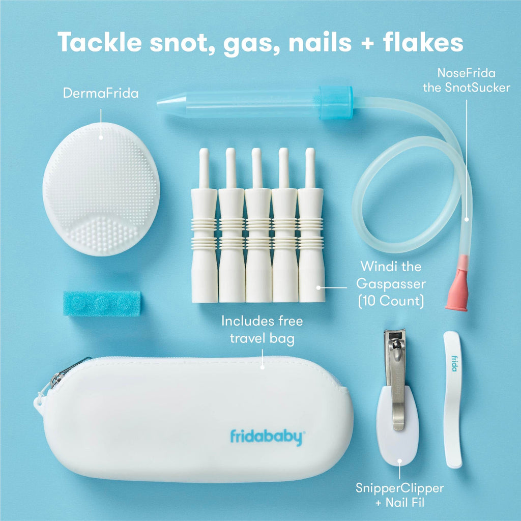 Frida Baby Basics Kit, 6pc Baby Essentials Kit with Silicone Carry Case