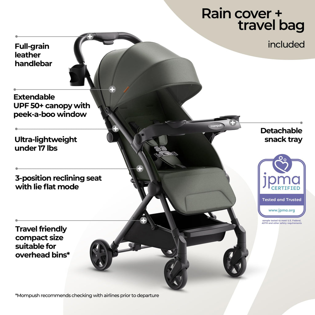 Mompush Lithe V2 Lightweight Travel Stroller with Organizer Included