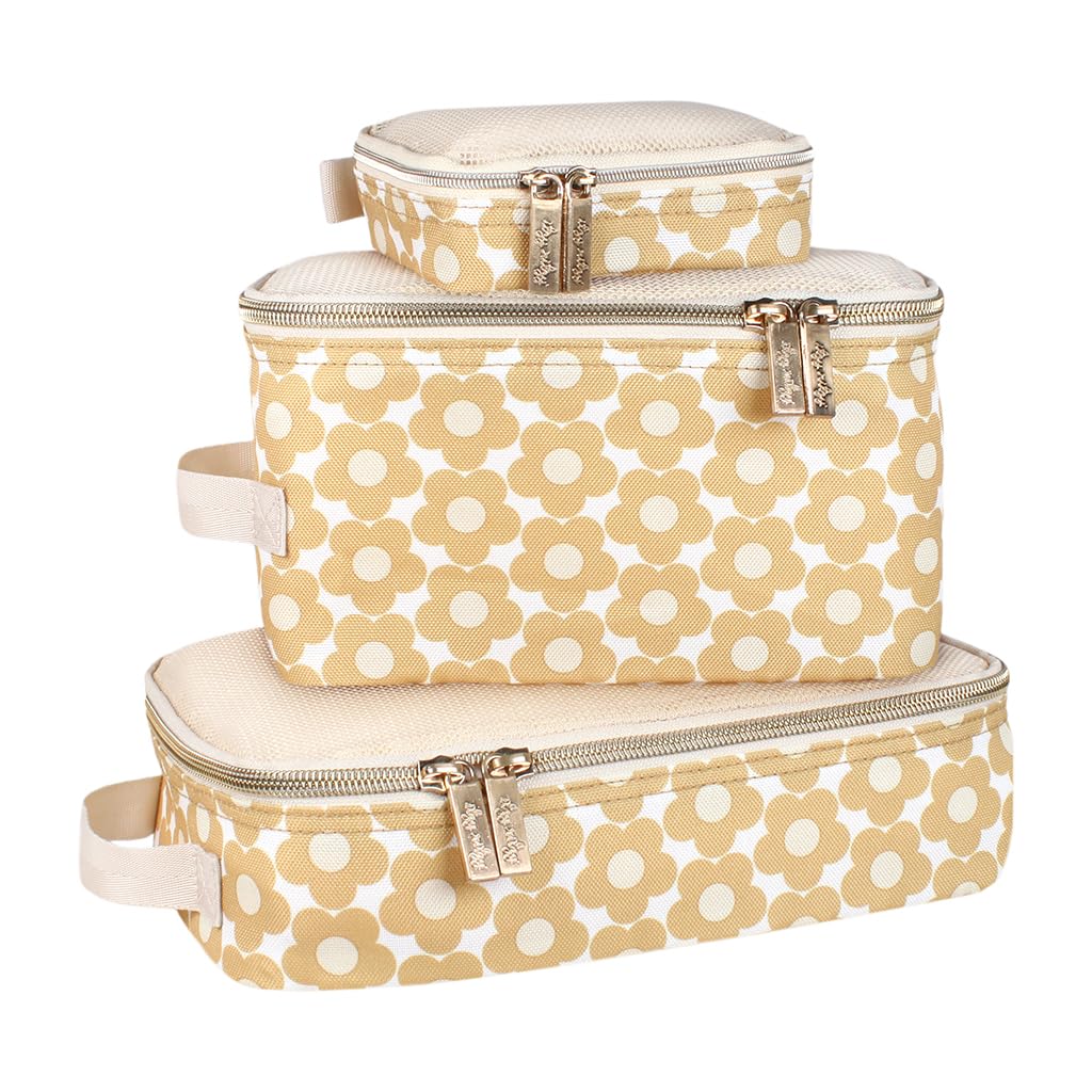 Itzy Ritzy Packing Cubes for Travel, Set of 3 Organizers (Milk & Honey)