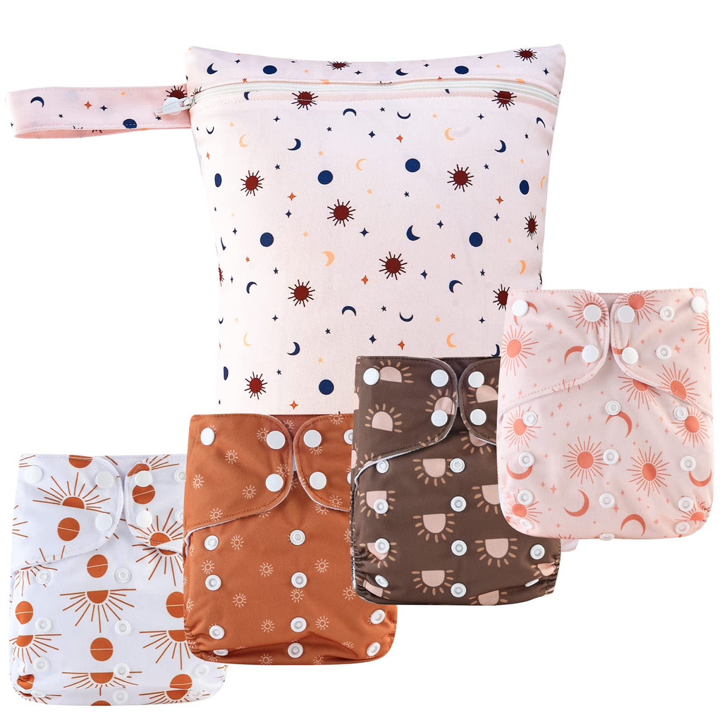 HappyFlute 9 Sets Newborn Baby Cloth Pocket Diapers Adjustable Reusable