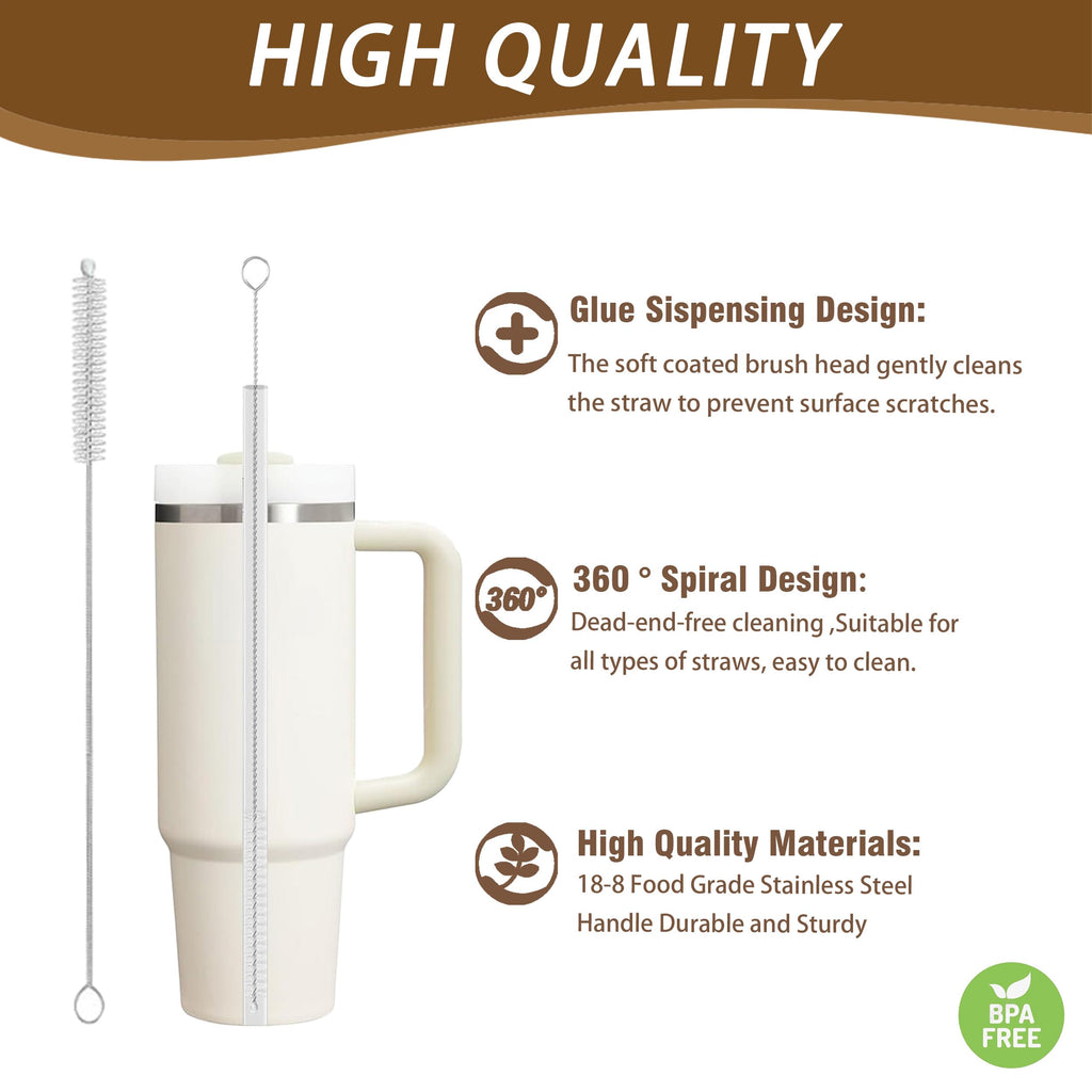 CIDYAUST 3 Pack Straw Cleaner Brush with Thick Bushy Bristles