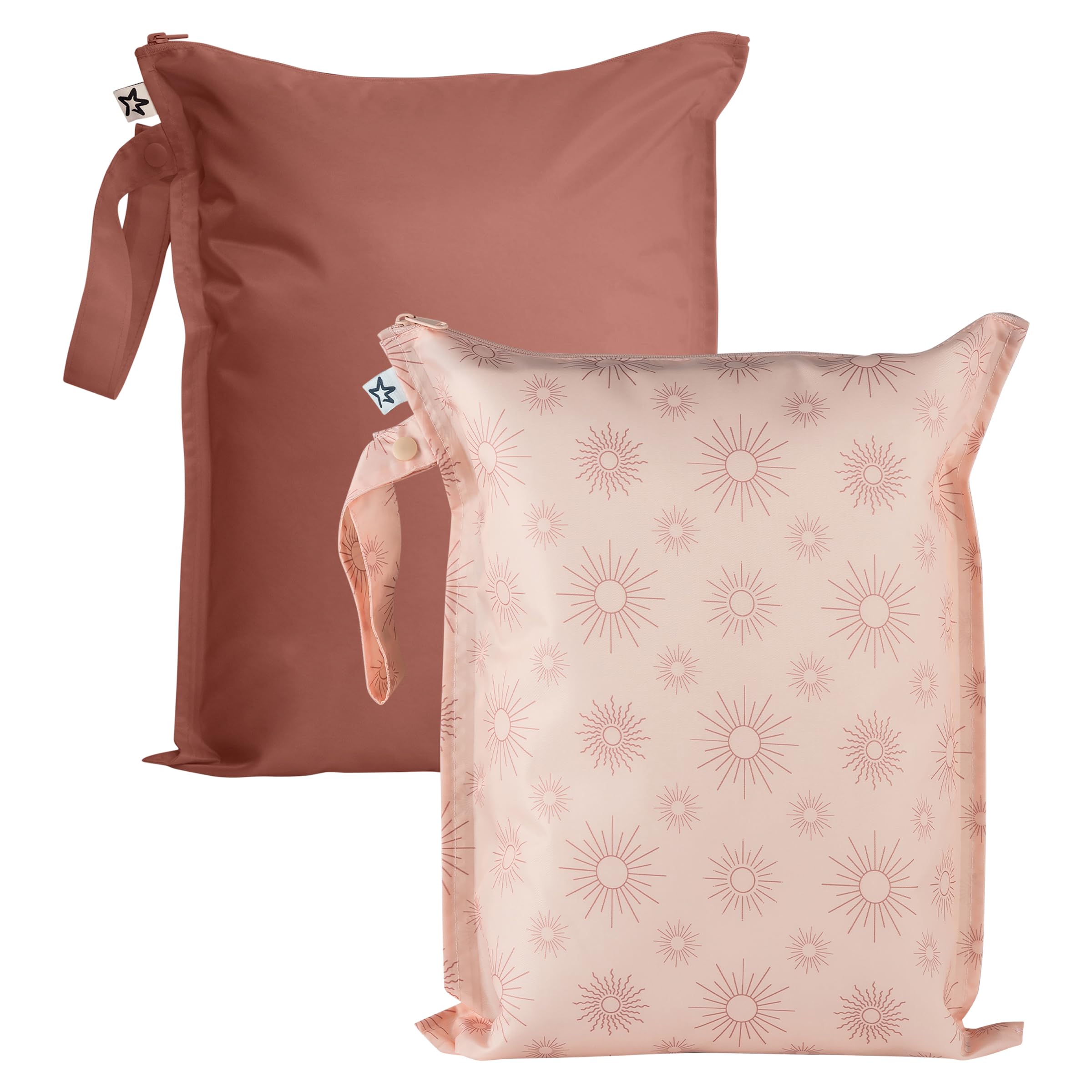 Tiny Twinkle Mess Proof Wet Bags | 2-Pack Reusable Waterproof Wet Bags for Swimsuits | Baby Clothes | Travel & Diaper Bag (Shine)