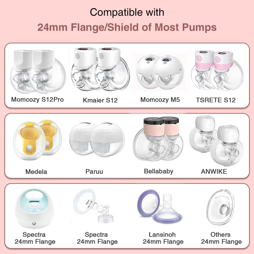 Flange Inserts 16mm for 24mm Flanges/Shields of Pumps, Softer Silicone Flange Insert Compatible with Momcozy/Spectra/eufy/Medela/TSRETE Breastpump, Replacement Pump Parts Flanges Sizing Kit, 6PCS-16mm
