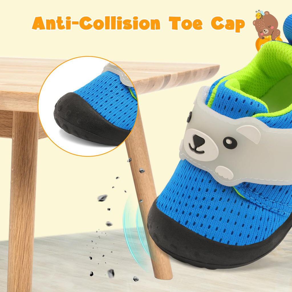 FEETCITY Baby Walking Shoes Girls Boys Infant Shoes Newborn Crib Shoe Wide Toddler Barefoot Shoe Slip On Baby Sneakers 0-6 Months Blue