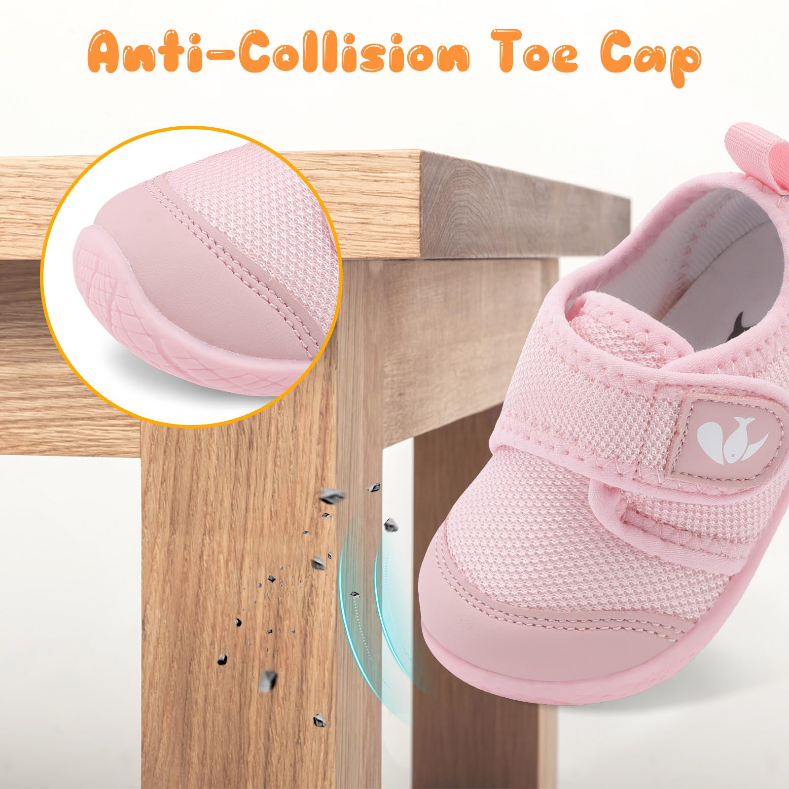 FEETCITY Baby First Walker Shoes Boys Girls Canvas Shoes Newborn Crib Shoes Anti-Slip Star Sneaker Pink