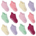 ZAPLES Baby Girls Non Slip Grip Ankle Socks with Anti Skid Soles for Infants Toddlers, Girls - 12 Pairs, 4-7 Years