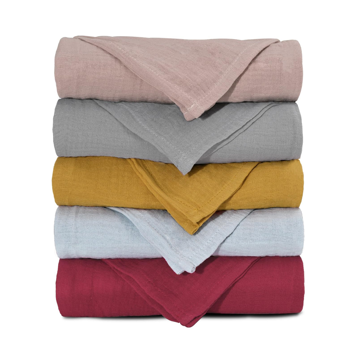 Muslin Receiving Blankets 5 Pack, Soft Swaddle Wraps for Newborn Babies