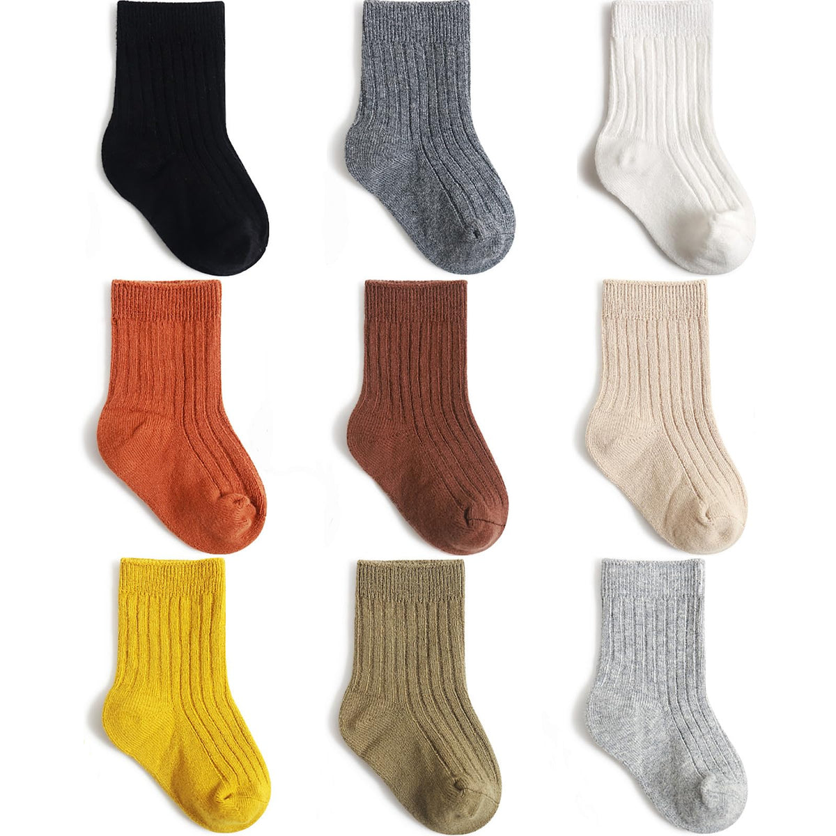 Toddler Socks Unisex Baby Boy Girls Cotton Crew Seamless Socks 9 Pairs