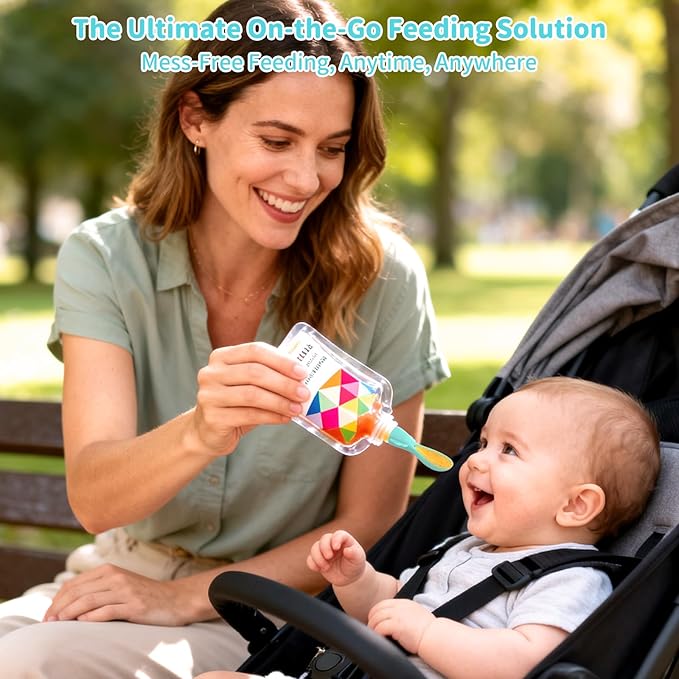Universal Baby Food Pouch Spoon Attachment - 10 Pack, Silicone Baby Spoons for Pouches, Travel-Friendly Baby Food Squeeze Pouch Spoon