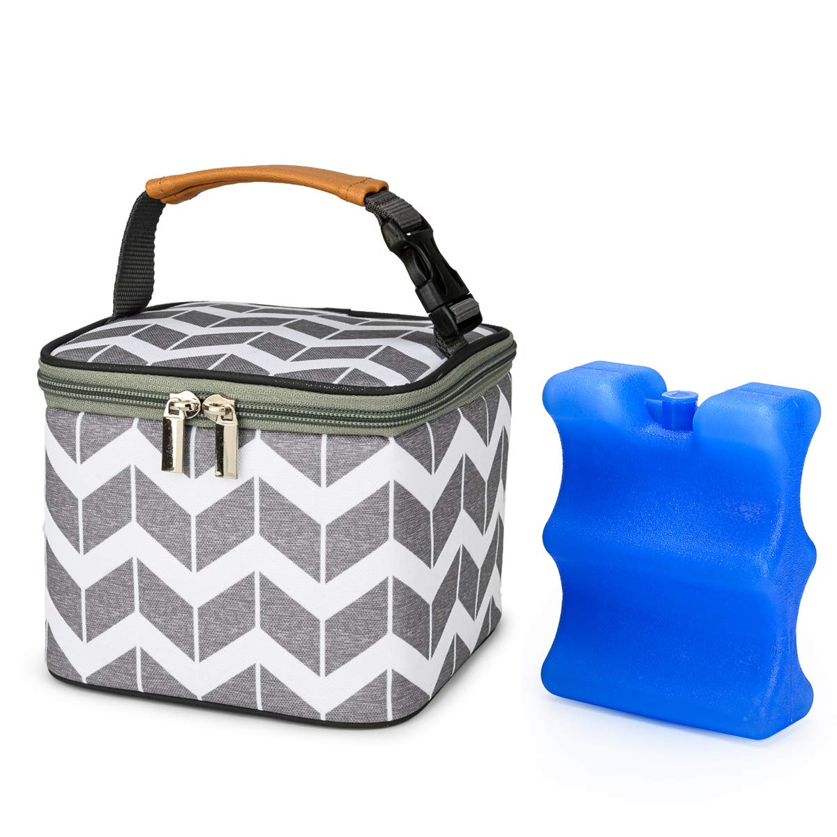 BABEYER Insulated Bottle Bag with Ice Pack Fits 4 Large Baby Bottles Up to 5 Ounce, Cooler Bag Great for Nursing Mom Daycare-Black