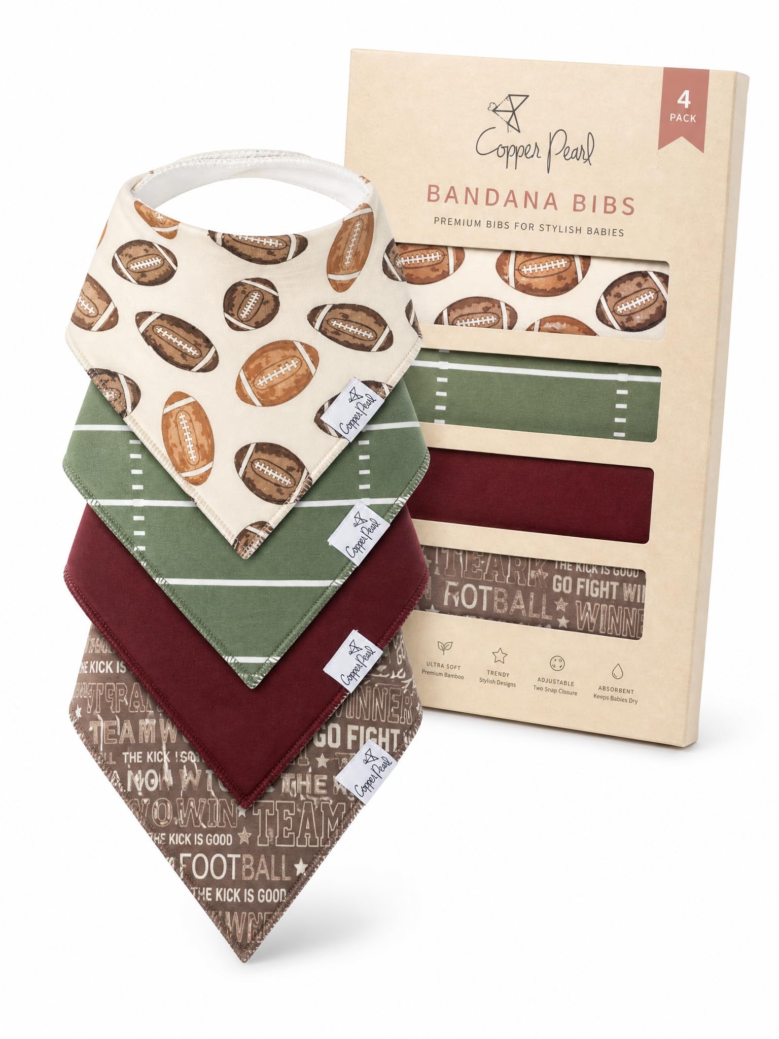 Copper Pearl Baby Bibs for Baby Boy or Girl – Bandana Drool Bibs for Teething, Absorbent Bibs for Eating, Newborn to Toddler, 4 Pack, Blitz