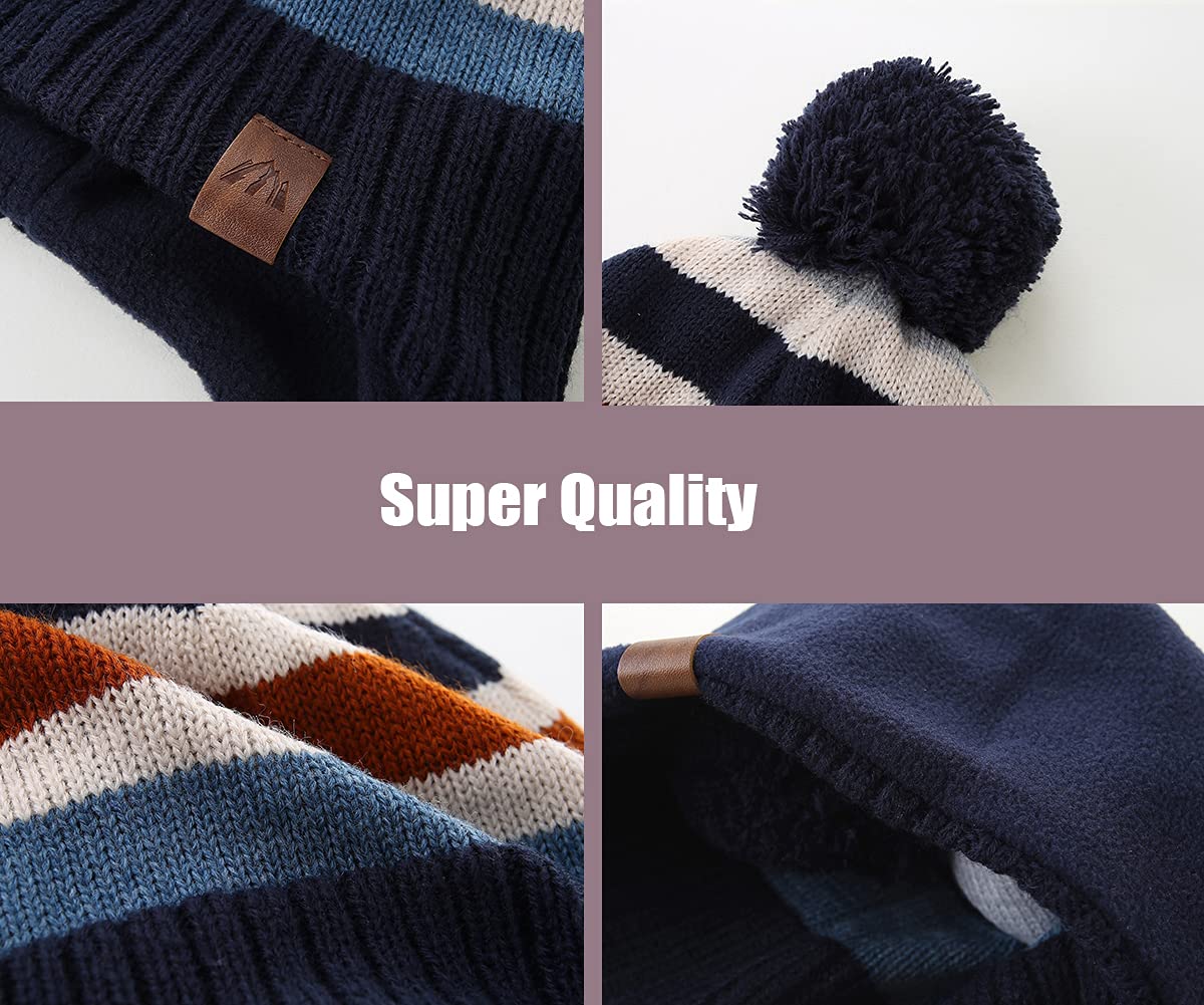 LMLALML Boys Winter Hat Scarf Set Earflap Knitted Beanie for Kids