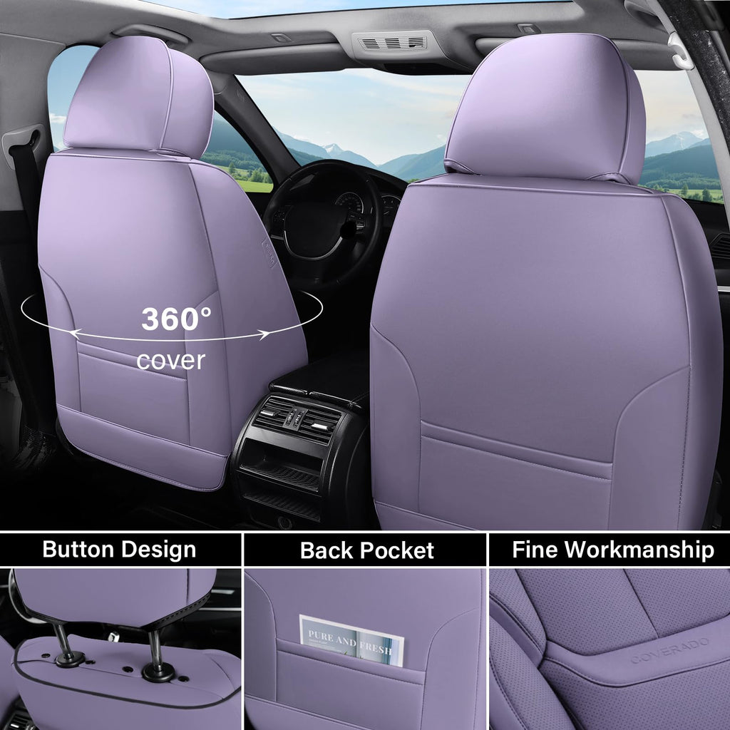 Coverado Car Seat Covers, Seat Covers for Cars, Waterproof Leather Auto Seat Protectors, Leather Car Seat Cushion, Car Interiors Accessories Universal Fit for Most Cars
