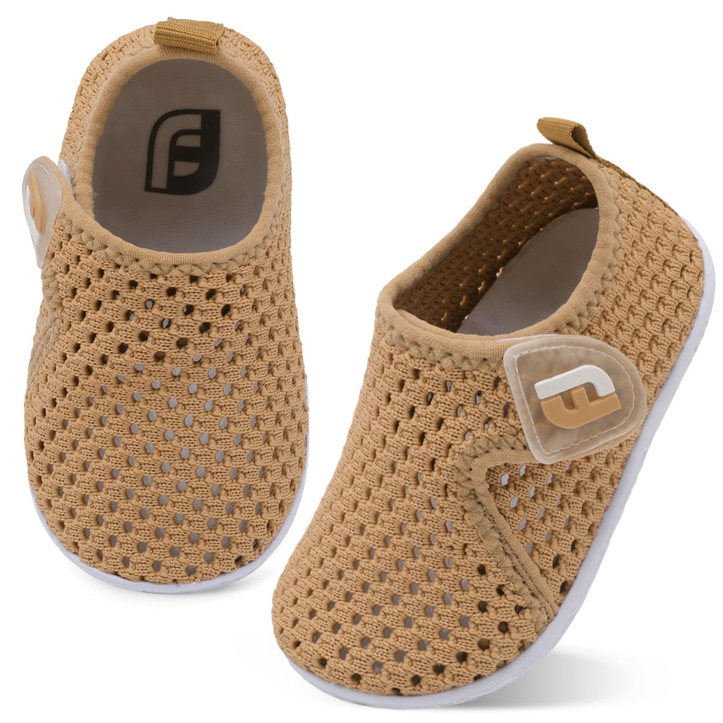 Baby Boys Girls Water Sports Shoes Barefoot Kids Aqua Sneakers Beach Sandals Swim Shoes Mesh Brown 12-18 Months Infant