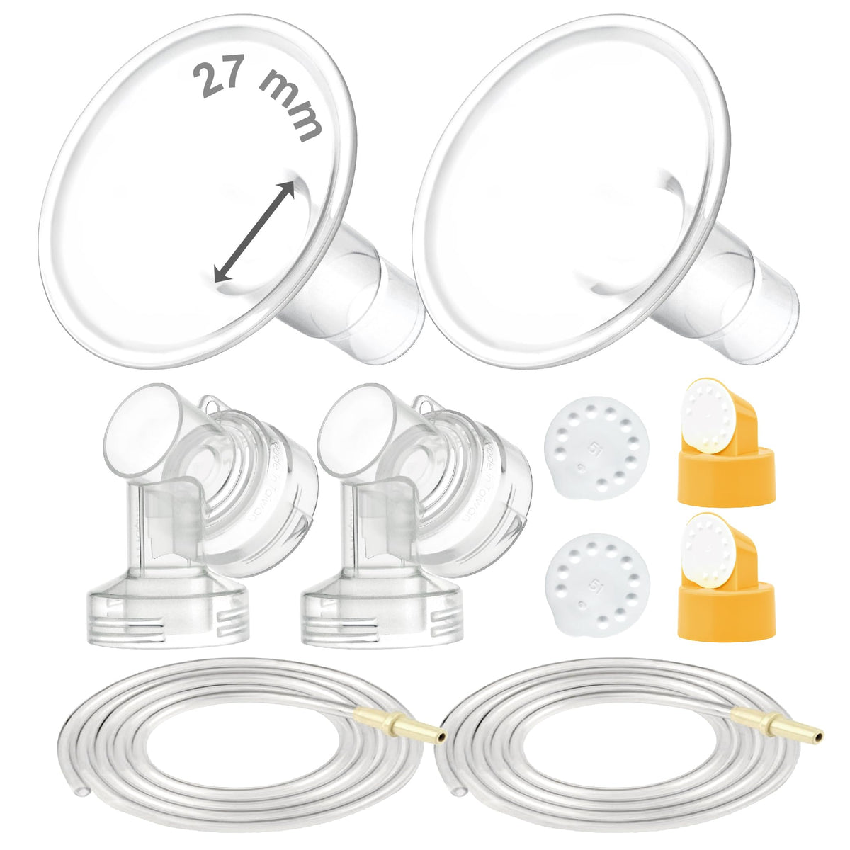 Maymom Breast Pump Kit Compatible with Medela Pump in Style Advanced Pump; 2xTwo-Piece 17mm Breastshield, 2 Valve, 4 Membrane, 2 Replacement Tubing; Replacement Part for Medela Shield, Valve