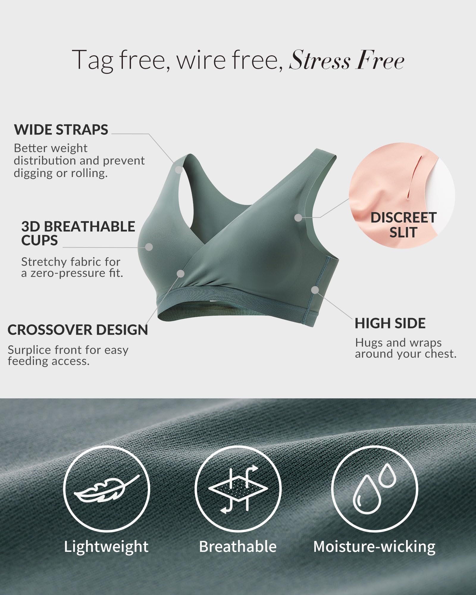 Mamaway Silky Crossover Nursing Maternity Wireless Bra, Smooth, Soft, Cooling, No Buckle, No Show for Sleeping Breastfeeding