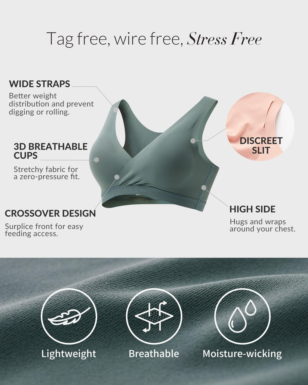 Mamaway Silky Crossover Nursing Maternity Wireless Bra, Smooth, Soft, Cooling, No Buckle, No Show for Sleeping Breastfeeding Pink