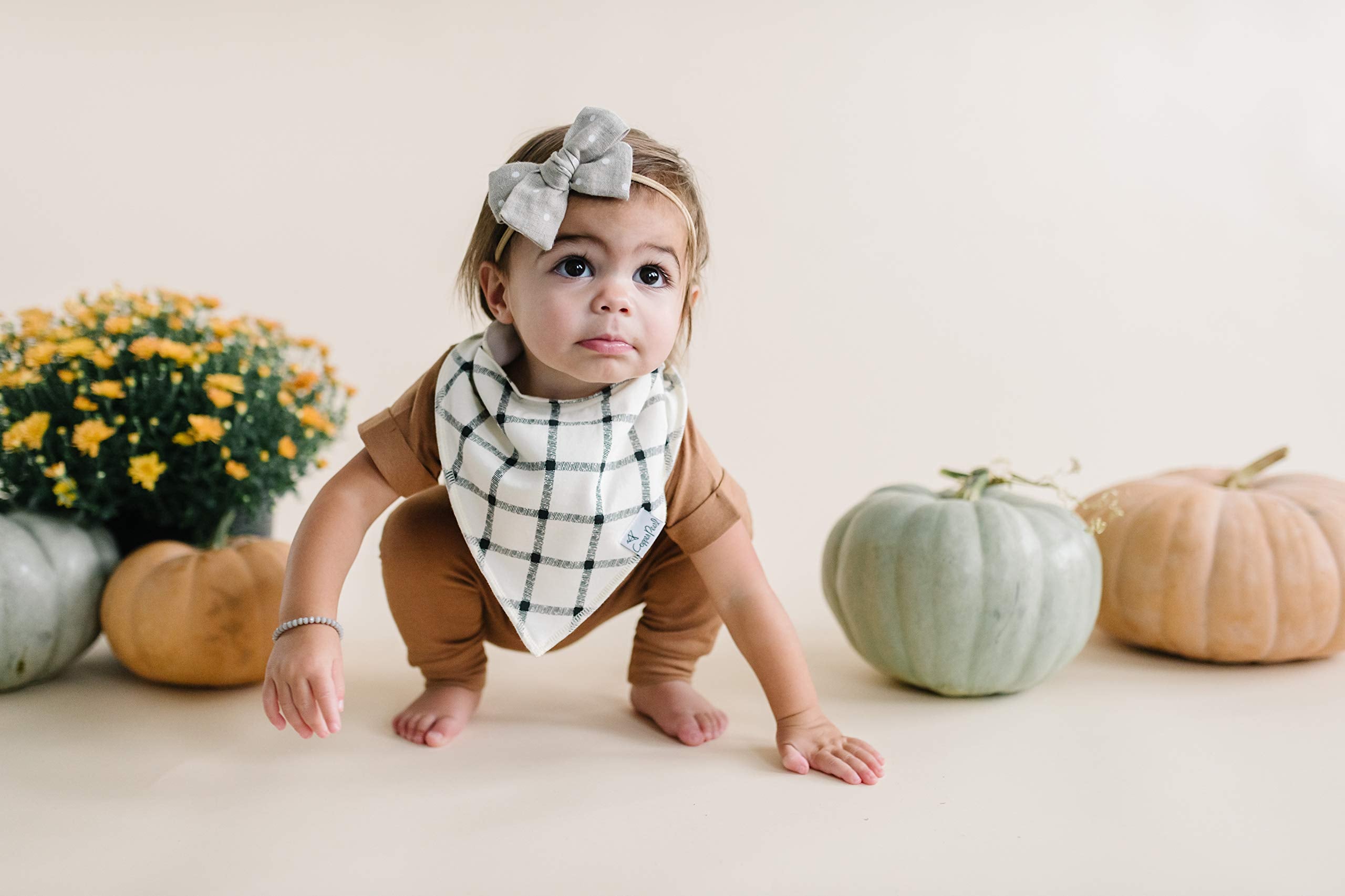 Copper Pearl Baby Bibs for Baby Boy or Girl – Bandana Drool Bibs for Teething, Absorbent Bibs for Eating, Newborn to Toddler, 4 Pack, Patch