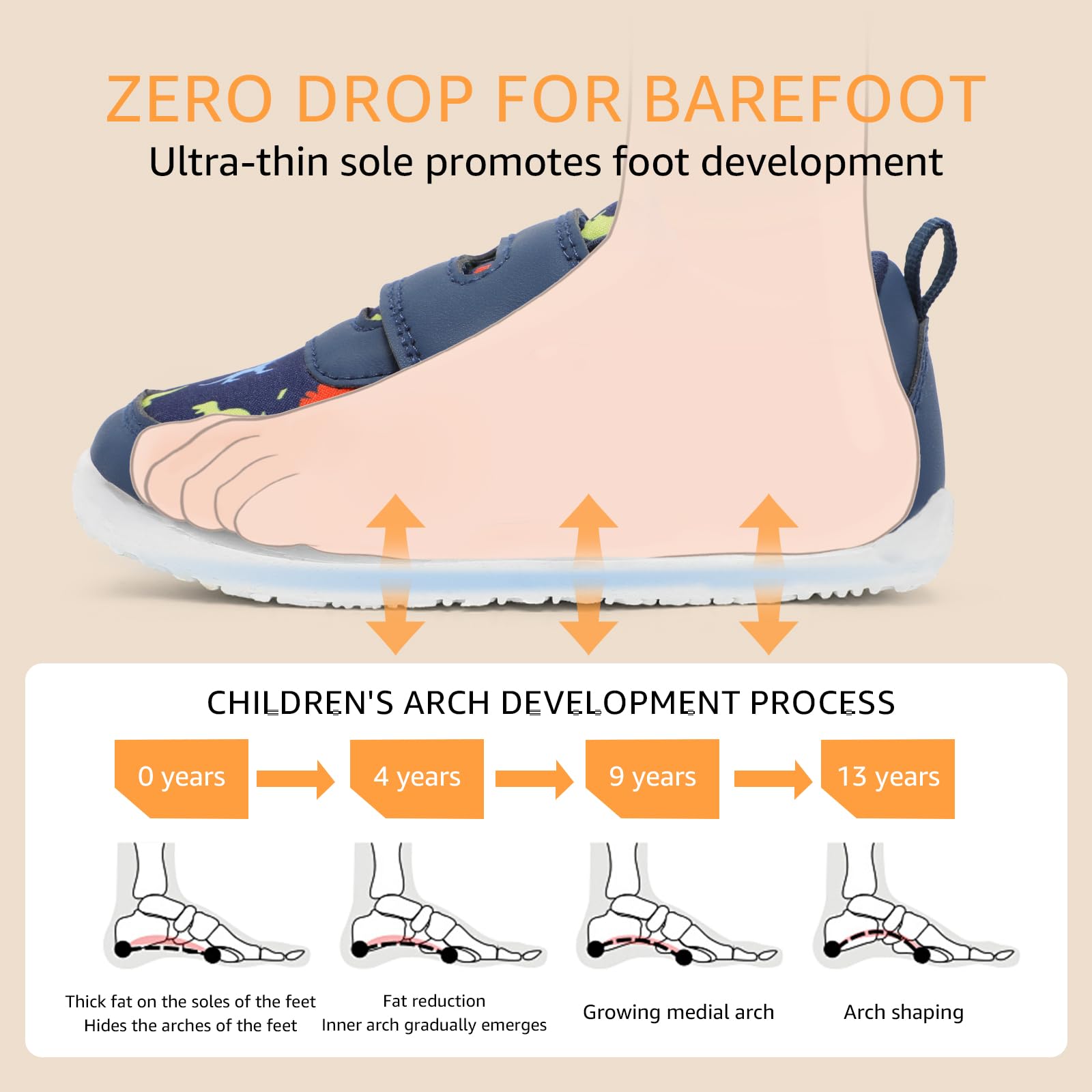 Toddler Shoes Boys Wide Toe Box Barefoot Baby Walking Sneakers Navy Size 7