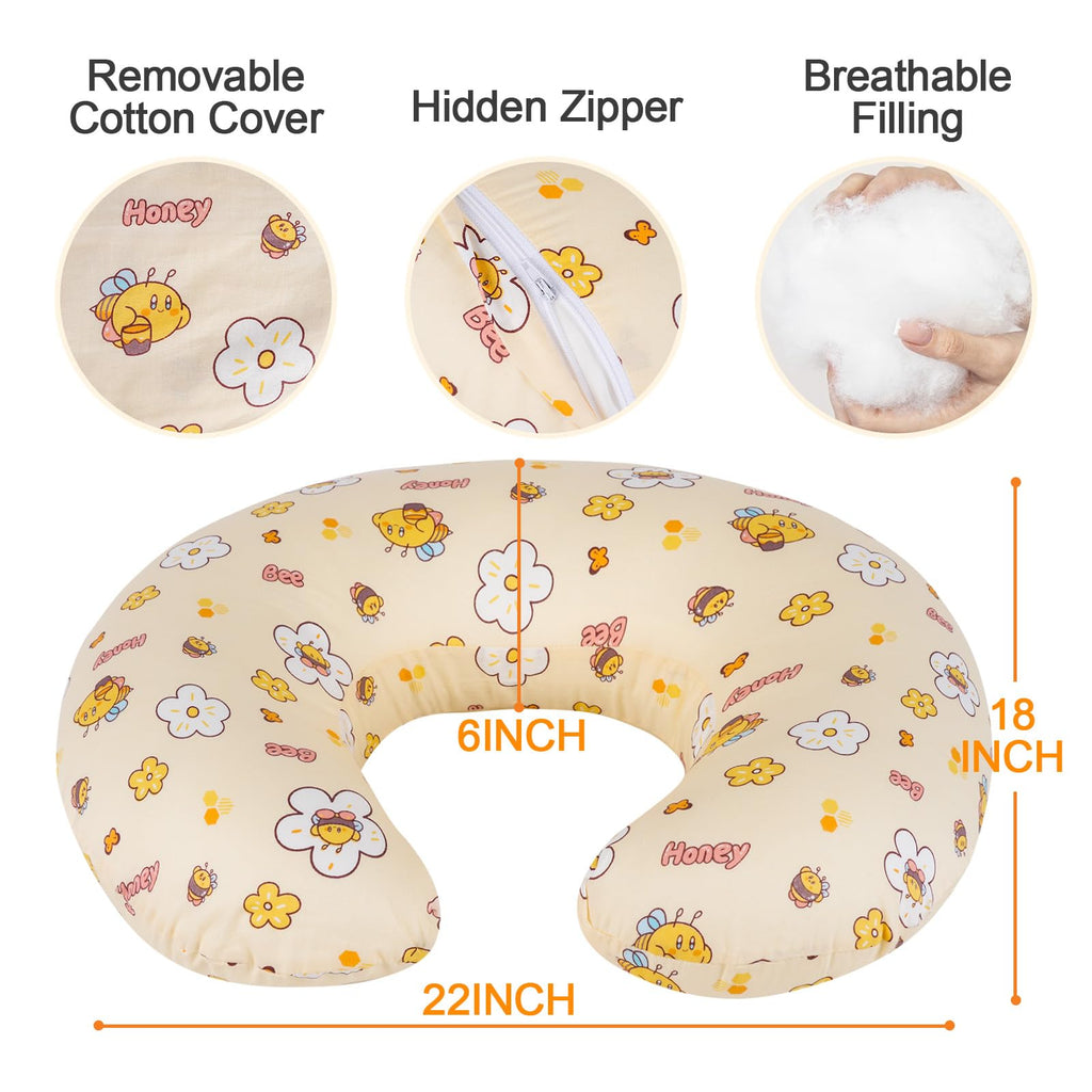 x-vesolje Baby Nursing Pillow for Breastfeeding, Adjustable Breastfeeding Pillow for Bottle Feeding, Nursing Support Pillow for Mom and Baby Healthier Nursing, Removable Cover- Bee Yellow