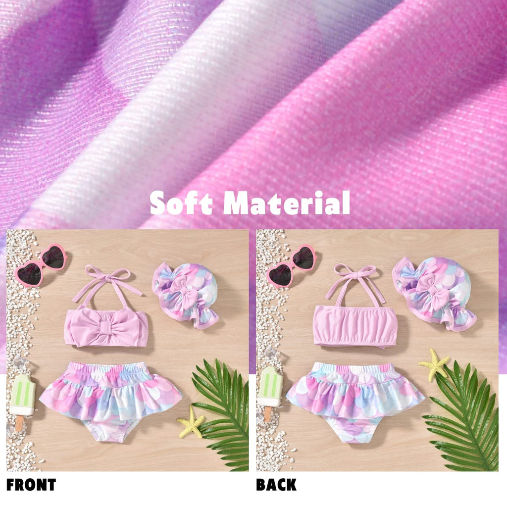 Toddler Baby Girls Swimsuit Mermaid Bikini Two Pieces Bathing Suit Swimwear Summer Beach Set Blue 18-24 Months