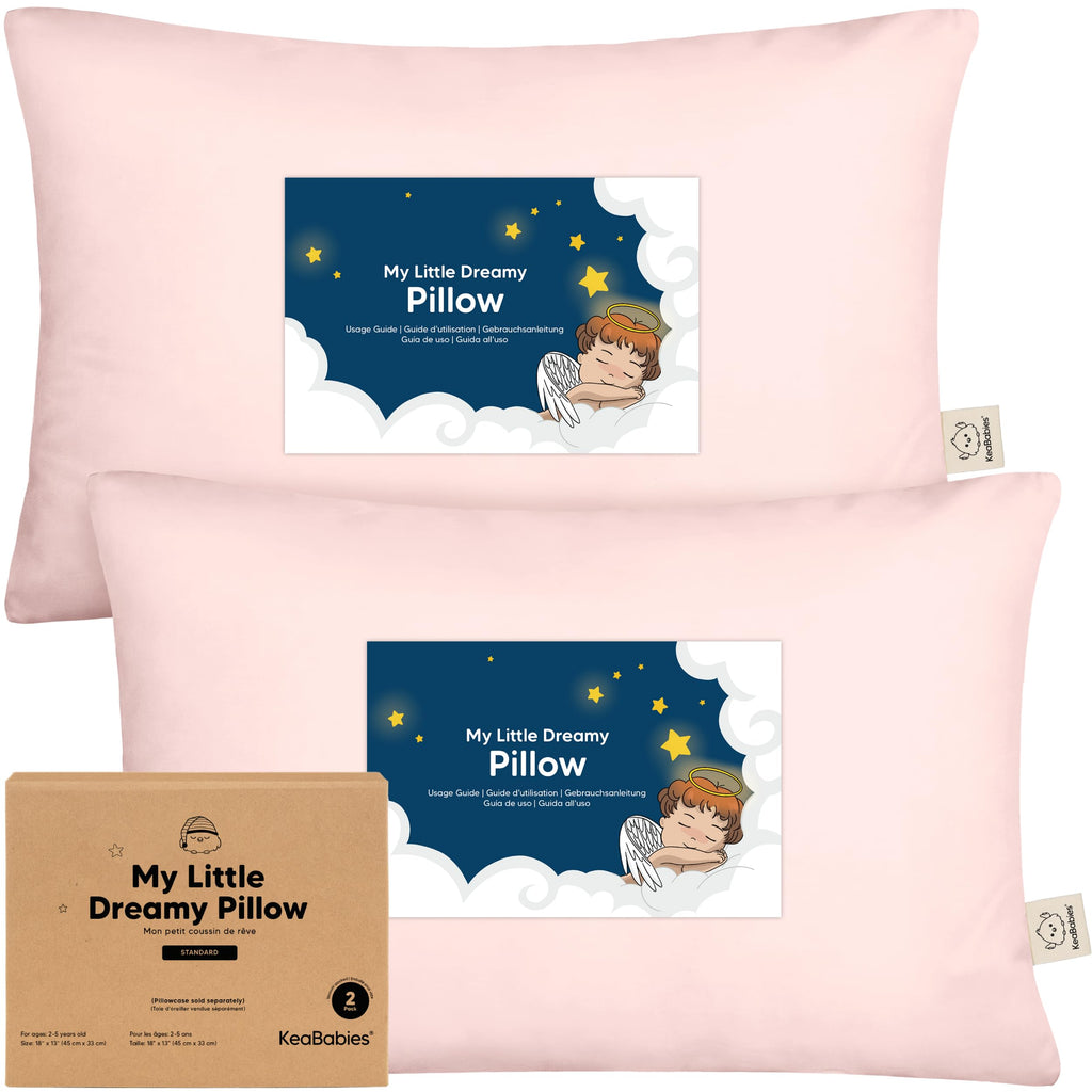 KeaBabies 2pk Toddler Pillows 2 Year Old to 5,13x18 Kids Pillow (Mist Pink)