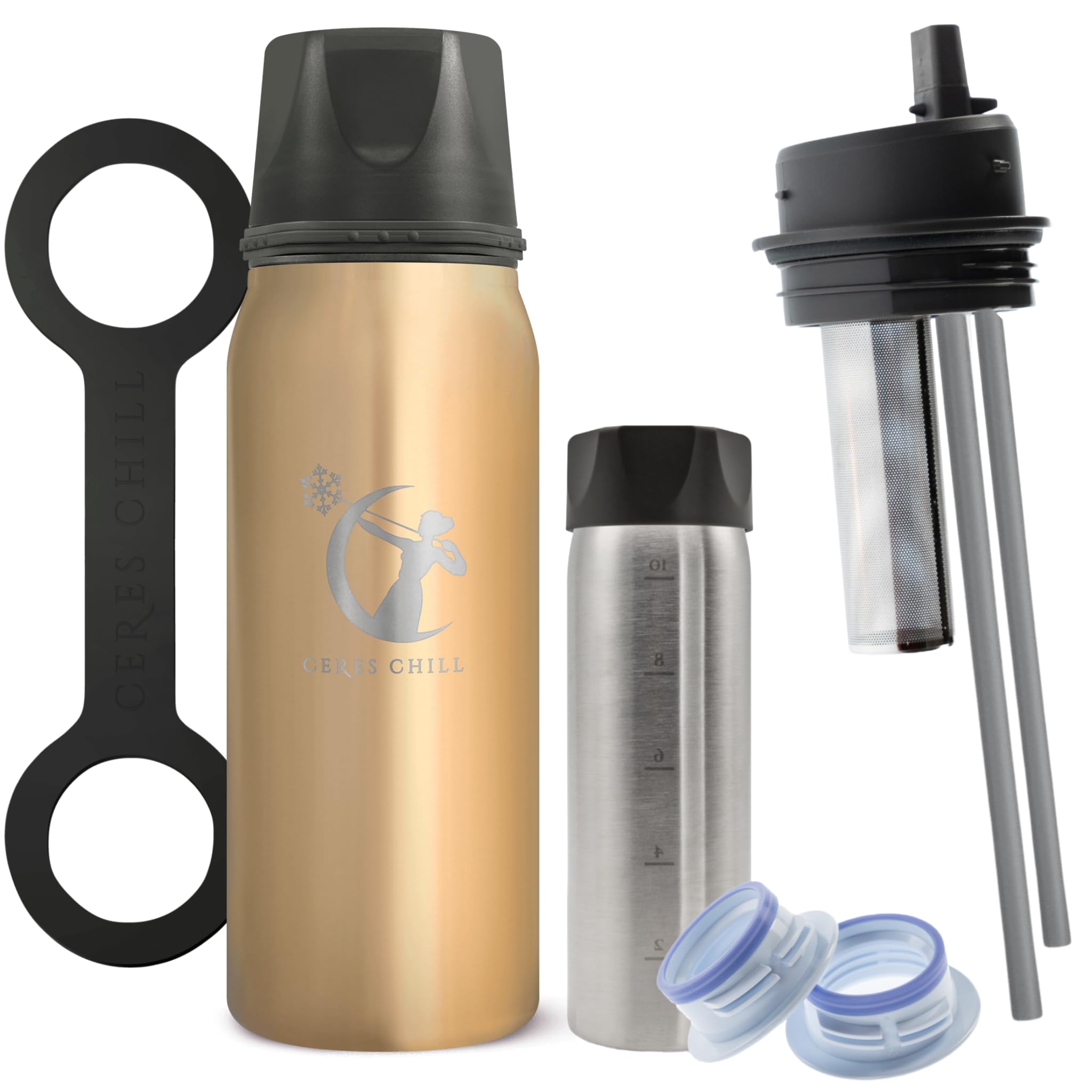 CERES CHILL OG Breastmilk Chiller Bundle with Straw Lid & Infuser & Adapters – 12–34oz Portable Breast Milk Cooler, Uce Ice or Freeze – You’re So Golden