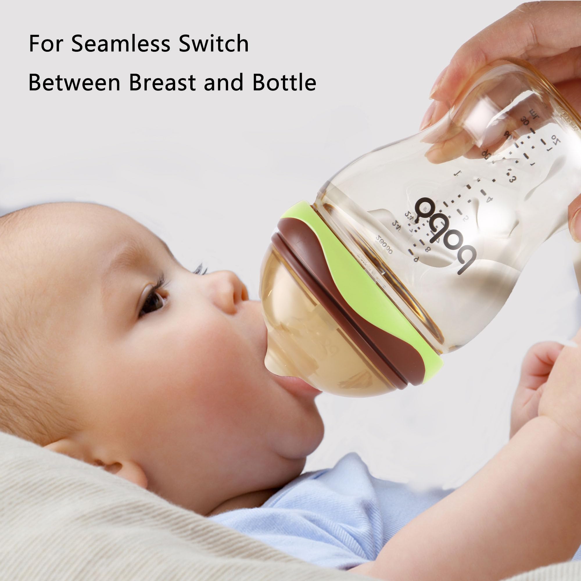 YOHKOH Baby Bottles - Newborn Wide Neck Baby Bottles with Slow Flow Breast-Like Nipple, PPSU Anti-Colic Bottles Breastfeeding System (Green, 9.4oz (Pack of 4))