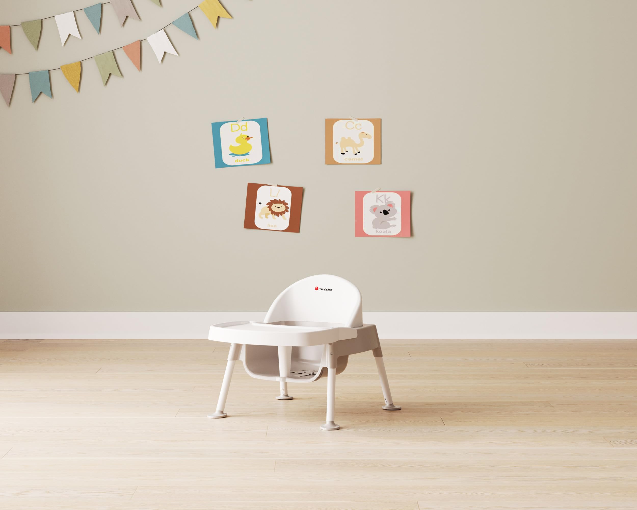 Foundations Secure Sitter 5" Feeding Chair Highchair, White/Tan