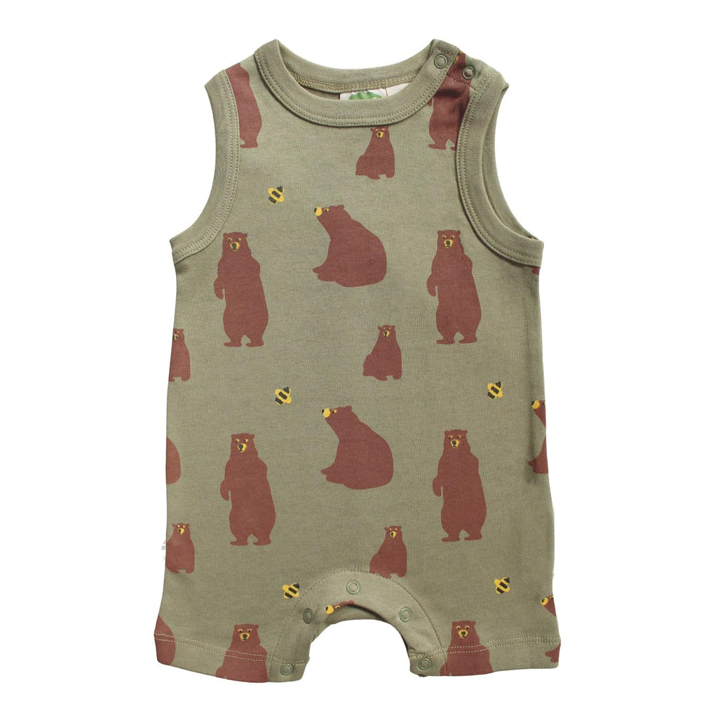 PARADE Organic Tank Rompers - Signature Prints Bears 6-12 Months