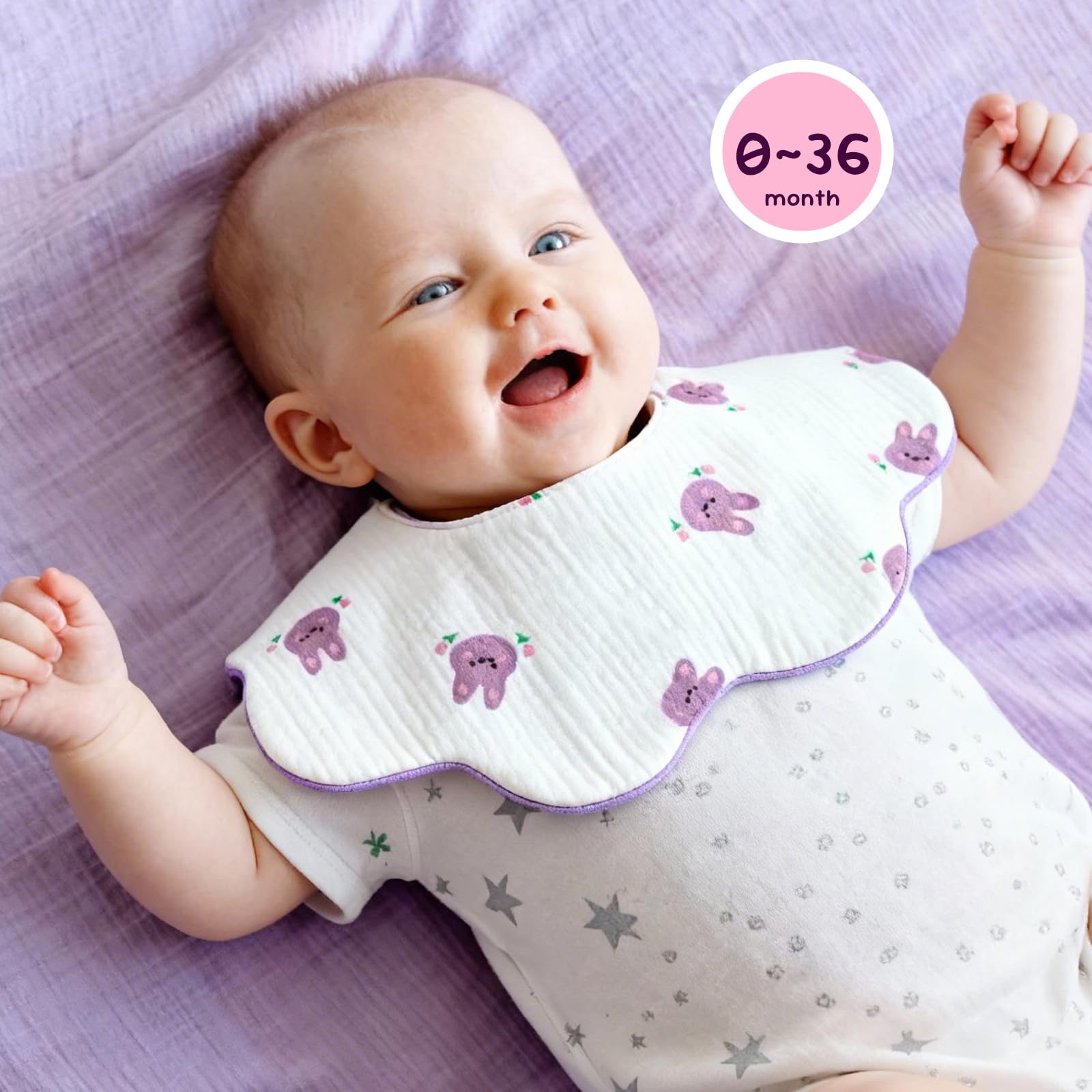 DOSMINE Organic Cotton Muslin Baby Bibs Waterproof Reversible Drool Bibs